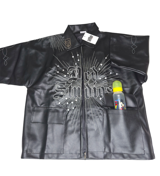 Black desperado bull leather zip up