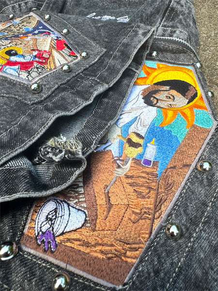 Double Cup runneth over black washed denim shorts