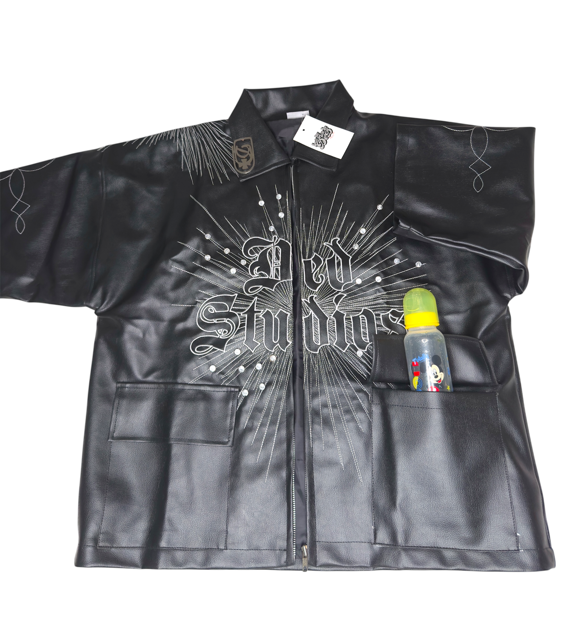 Black desperado bull leather zip up