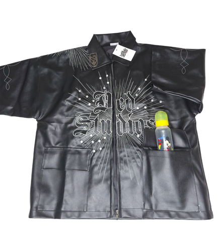 Black desperado bull leather zip up