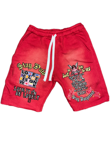 DED Faded shorts(Red)