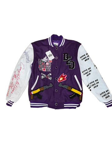 DED VARSITY Jacket(purple & white)