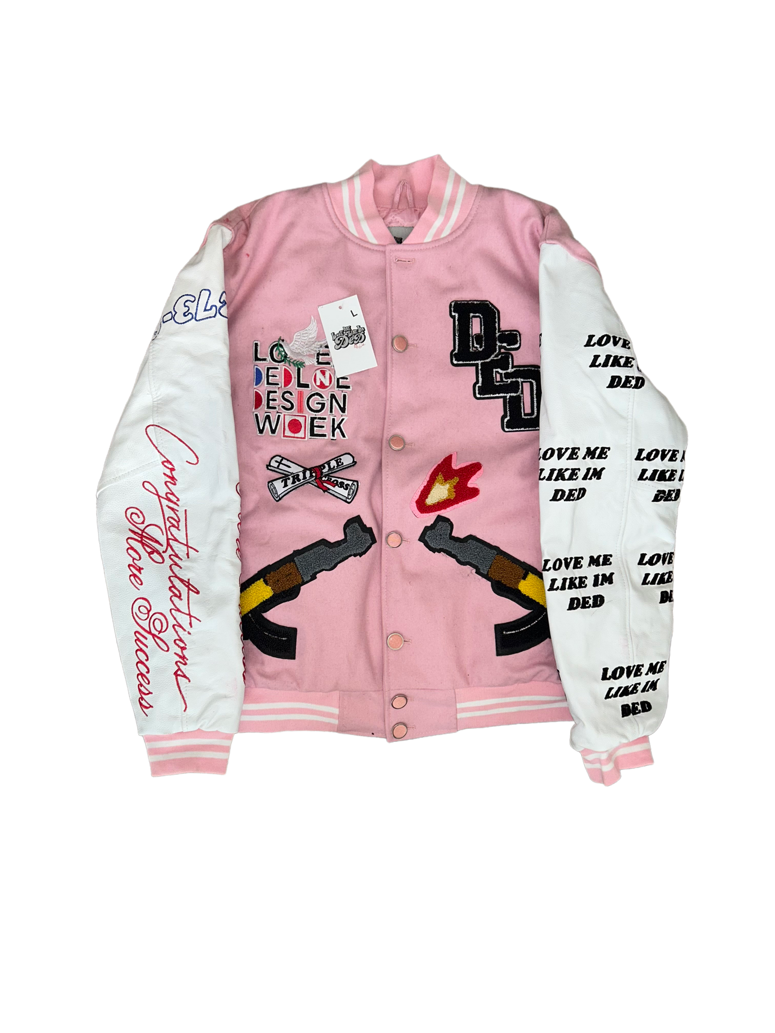 DED VARSITY Jacket(pink & white)