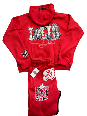 LMLID Red sweat suit